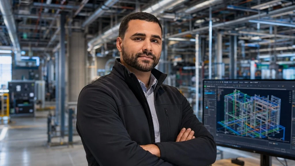 Industrial engineer reviewing a BIM model — INFRATEK