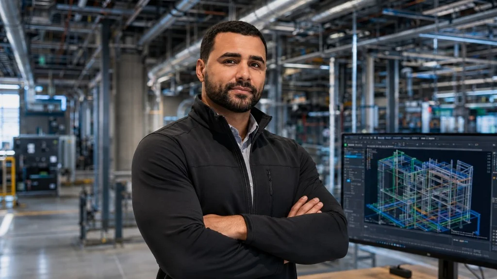 Industrial engineer reviewing a BIM model — INFRATEK