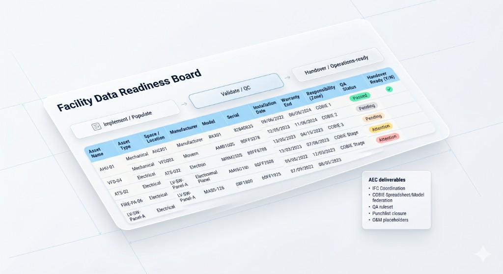 COBie handover data organized for facility operations